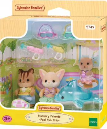 Set lodrash Sylvanian Families Nursery Friends 5749, Pool Fun Trio, 3 figurina bebe