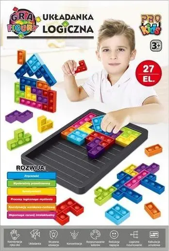 Puzzle logjik Pro Kids, figura gjeometrike, silikon, shumëngjyrësh