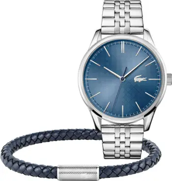 Set Lacoste për meshkuj 2070015 – orë dhe byzylyk lëkure