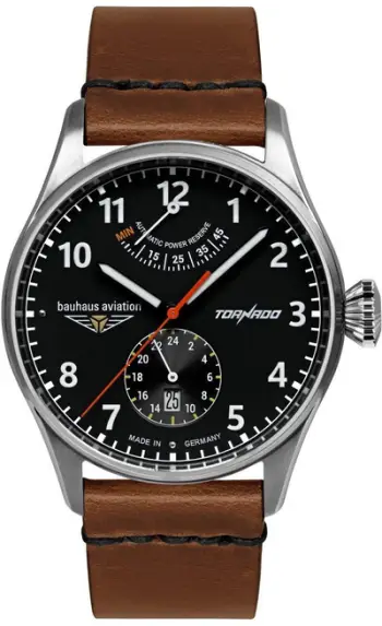Ora dore Bauhaus 2790-2 Aviation Tornado, automatike, Power Reserve, e zezë