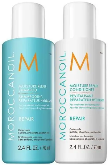 Set flokësh Moroccanoil Moisture Repair, shampo dhe balsam, 2x70ml, për flokë të dëmtuar