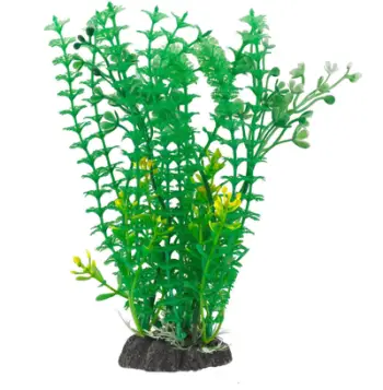 Bimë artificiale për akuarium Aqua Natura, plastike, 20 cm, jeshile me lule të bardha dhe të verdha