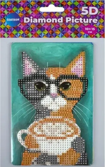 Set mozaik diamant Panta Plast Cat, 5D, 10x15 cm, shumëngjyrësh