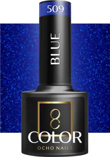 Llak hibrid për thonj Ocho Nails Blue 509, glitter, 5 g, blu