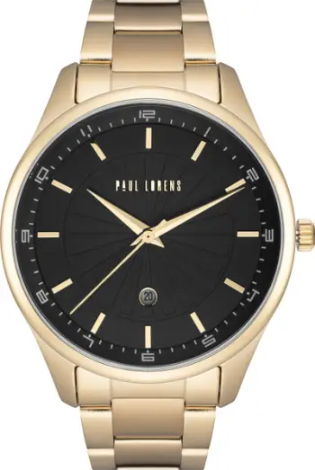 Orë dore meshkujsh Paul Lorens PL12156B2-1D1, kuarc, çelik inox, ari