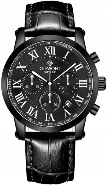 Orë dore meshkujsh Giewont GW6260-A3, kronograf, xham safir 42mm, e zezë