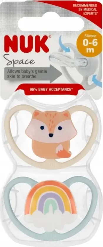 Biberon NUK Space, 0-6 muaj, silikoni BPA free, set 2 copë, dhelpër