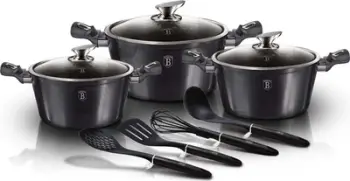 Set tenxheresh Berlinger Haus Carbon Pro BH-6919, veshje graniti, turbo induction, grafit metalik