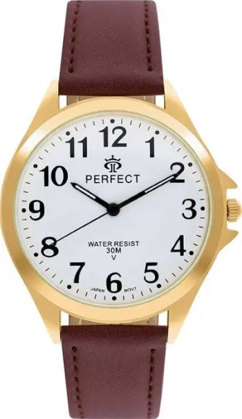 Orë dore Perfect Day PERFEKTE GXB412-12, 42mm, lëkurë, ari