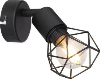 Spot muri Globo Xara I 54802S-1, sokëll E14, kënd i rregullueshëm, i zi