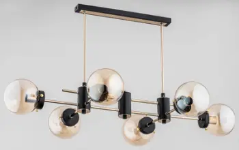 Llambadar Linio Sola 27496 LW6, 6 sfera qelqi, metal, e zezë me ari