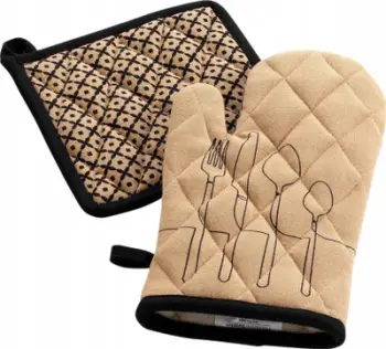 Set kuzhine Douceur d'intérieur Cotton Kitchen Glove Pad, pambuk i ricikluar, 2 copë, bezhë