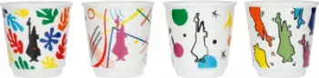 Set filxhanësh espresso Bialetti Arte, 4 copë, porcelan, të bardhë me dizajn Pop Art