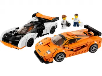Lodra LEGO Speed Champions McLaren F1 LM dhe Solus GT, set ndërtimi, portokalli