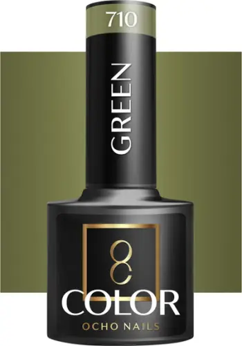 Llak xheli për thonj Ocho Nails Hybrid Green 710, 5g, jeshile oli