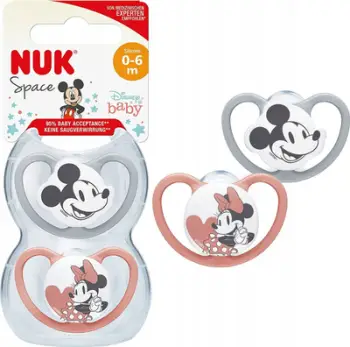 Qetësuese bebe NUK Space Disney, silikon, 0-6m, set 2 copë