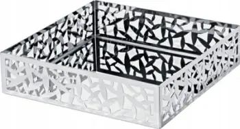 Mbajtëse pecetash Alessi Cactus Flat, metal, katrore, argjendi