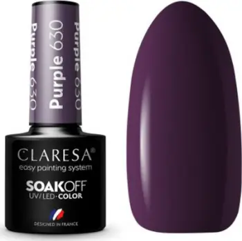 Llak xhel hibrid thonjsh Claresa Purple 630, 5g, vjollcë e errët