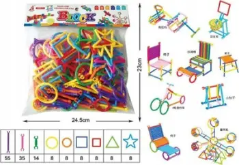 Set konstruktiv për fëmijë Macyszyn Toys Arranging Sticks, 128 pjesë, plastikë shumëngjyrëshe