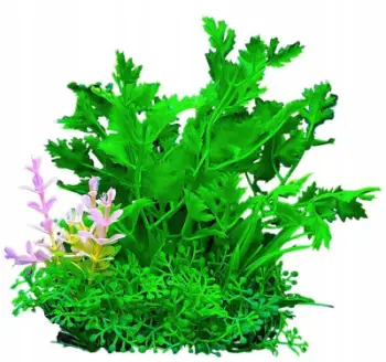 Bimë dekorative akuariumi Aqua Natura, plastike, 12 cm, jeshile me rozë