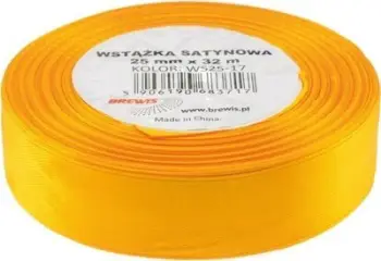 Fjongo saten Brewis Gold, 25mm, 32m, e artë