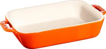 Enë pjekjeje drejtkëndore Staub, qeramike, 2.4L, portokalli