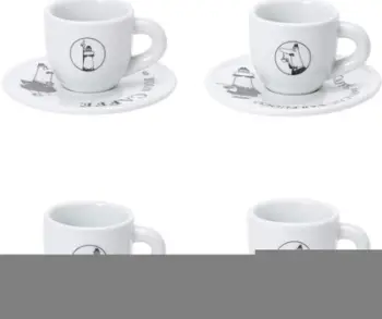 Set filxhanësh espresso me pjatë Bialetti Coffee Cup and Saucer, porcelan, set 4 copë, i bardhë