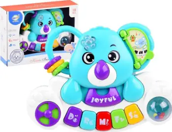 Piano interaktive lodër Koala Blue, efekte zanore, drita LED, blu
