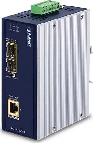 Konvertues industrial Ethernet Planet IGUP-1205AT, RJ45 bakër, full duplex 120km, blu