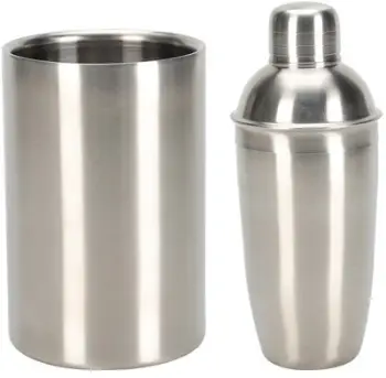 Set bartender Excellent Houseware, shaker 500ml, çelik inox, argjendtë