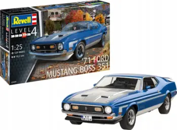 Maket veture Revell 1971 Ford Mustang Boss 351, shkalla 1:25, plastik, blu