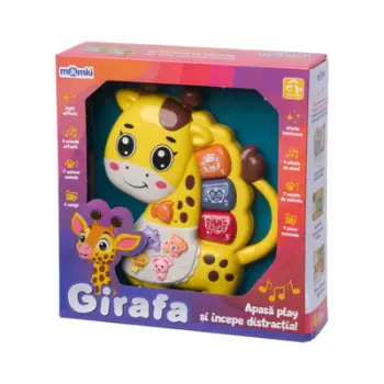 Lodra gjirafë MOMKI Giraffe, me drita, me tinguj, jeshile e verdhë