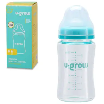Biberon qelqi për foshnje, 180 ml, me 2 biberona shtesë, transparent