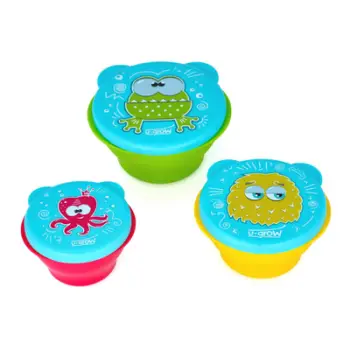 Set enësh me kapak A-1550, 3 copë, 160ml 240ml 340ml, shumëngjyrësh