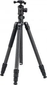 Tripod FotoPro Sherpa Plus, fibër karboni, 4 seksione, i zi