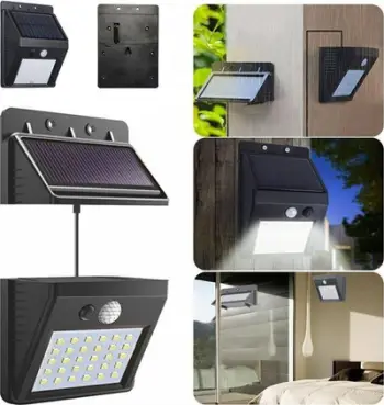 Llambë muri diellore ECpower ZD53B, LED, sensor lëvizjeje dhe errësire, e zezë