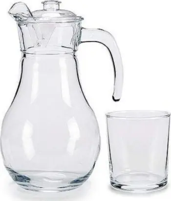 Set gotash me kanë Vivalto, 4x40 cl, 1.8 l, transparent