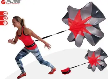 Parashutë rezistence Pure2Improve, 125 cm, me rrip 360°, gri e kuqe