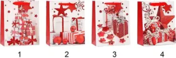 Qese dhuratash NInvest KR 9355 M, 32x26x12 cm, festiva, e kuqe e bardhë