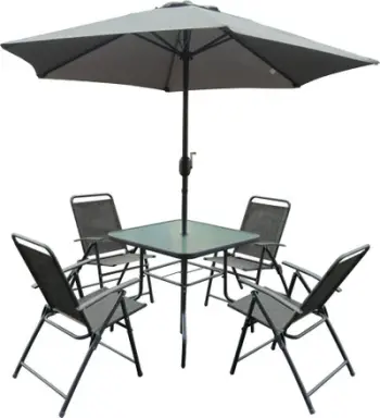 Set mobilje kopshti Saska Sydney ST, 4 karrige, çadër dielli, gri