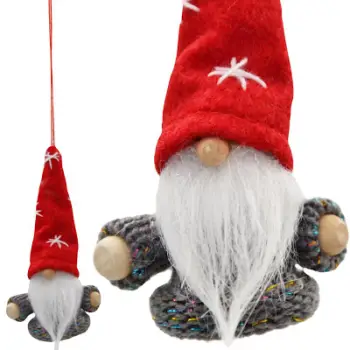 Ornament Varës për Pemë Saska Christmas Gnome, tekstil dekorativ, për Vitin e Ri, i kuq