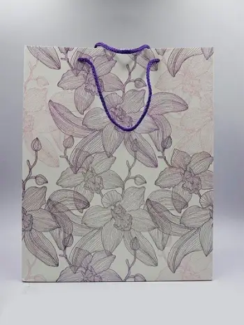 Qese dhuratash Glitter Gift Bag L, 12x26x32 cm, me lule, vjollcë