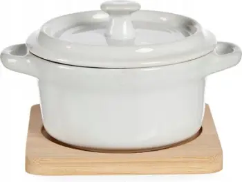 Enë pjekjeje Vessia, 200ml, me kapak, me bazë bambuje, e bardhë