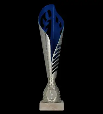 Kupë dekorative Tryumf 9277B, plastike, 32cm, argjendtë blu