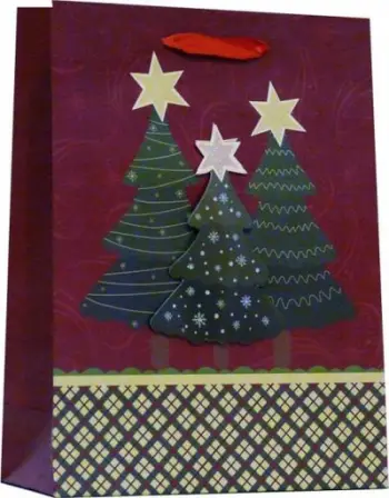 Qese dhuratash Christmas A5 3D, letër, me dorezë, e kuqe