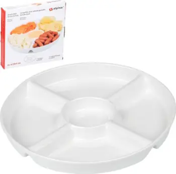 Pjatë për meze Alpina Snack Plate, qeramike, 23 cm, e bardhë
