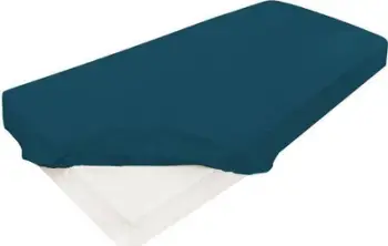Çarçaf fitted Satin Gold, 180/190x190/200x25 cm, nuanca blu