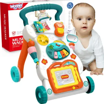 Ecjak për bebe Woopie Music Walker, interaktiv antirrëshqitës, me drita dhe muzikë, shumëngjyrësh