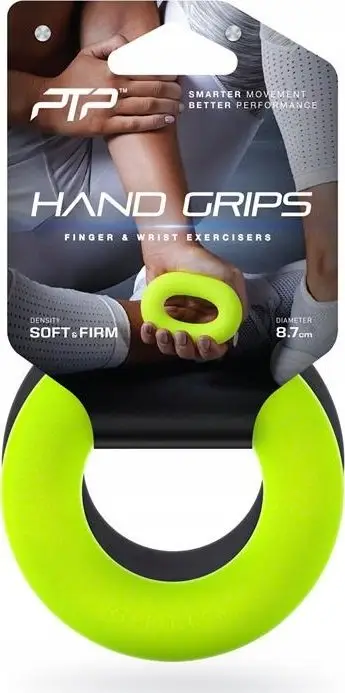 Unaza stërvitëse për dorë PTP Hand Grip Loops, densitet Soft dhe Firm, diametër 8.7cm, jeshile e zezë