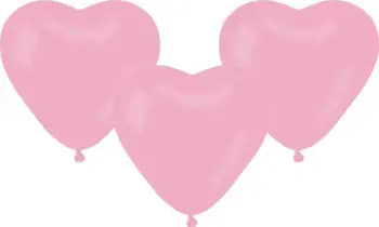 Balona dekorative Godan Pink Hearts, formë zemre, 50 copë, rozë